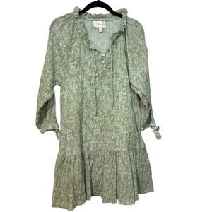Cleobella 100% Cotton Green Rainforest Brinley Mini Dress Size XS